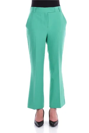 Liu Jo Femme, Pantalons, Vert, Taille: 40 FR Pantalon avec logo frontal Coupe régulière