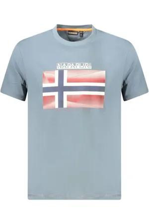 Napapijri Homme, Tops, Bleu, Taille: XL T-shirt Homme en Coton Gris avec Imprimé