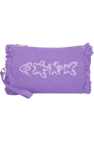 F**K Femme, Sacs, Violet, Taille: ONE Size Pochette en coton avec logo brodé