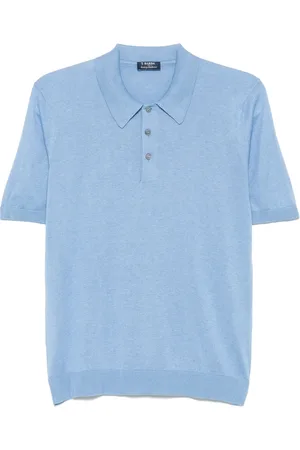 BARBA Homme, Tops, Bleu, Taille: M Polo en Soie de Luxe Fabriqué en Italie