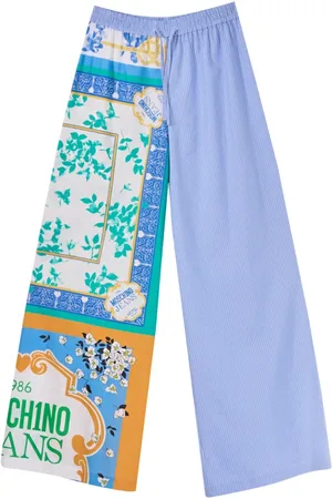 Moschino Femme, Pantalons, Multicolore, Taille: 38 FR Pantalon en Popeline de Coton Imprimé Foulard Multicolore