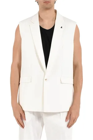 Patrizia Pepe Homme, Vestes, Blanc, Taille: XL Veste sans manches en laine stretch