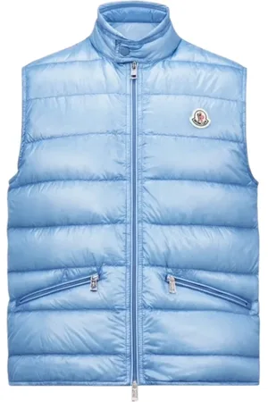 Moncler Homme, Vestes, Bleu, Taille: L Gilet Duvet Bleu Clair Pliable