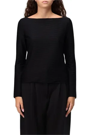 Emporio Armani Femme, Tops, Noir, Taille: 44 FR Haut Noir à Col Bateau