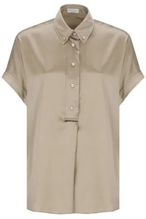 Brunello Cucinelli Femme, Blouses et Chemises, , Taille: 40 FR Chemise en Soie avec Col