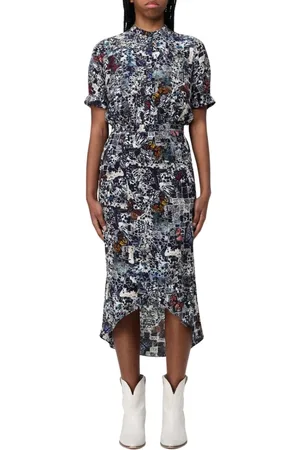 Zadig & Voltaire Femme, Robes, Multicolore, Taille: 36 FR Robe Midi Imprimé Papillon
