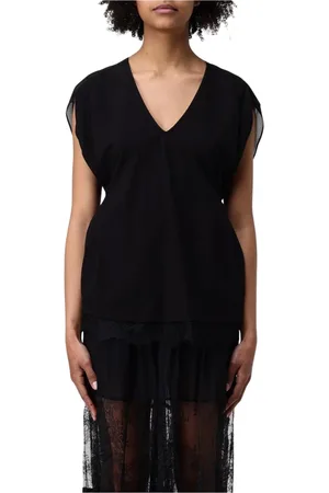 Twin-Set Femme, Tops, Noir, Taille: 40 FR Haut noir à encolure en V en dentelle