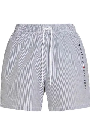 Tommy Hilfiger Homme, Maillots de bain, Blanc, Taille: M Shorts de plage à rayures bleues et blanches
