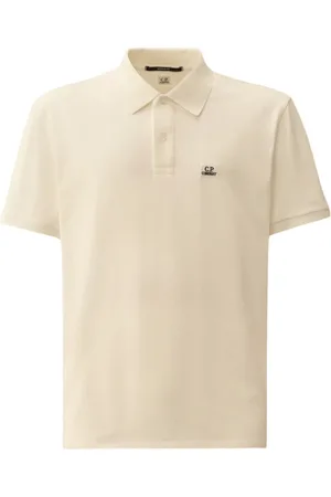 C.P. Company Homme, Tops, , Taille: XL Polo logo en piqué stretch blanc