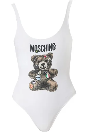 Moschino Femme, Maillots de bain, Blanc, Taille: 36 FR Adrian Maillot Blanc Imprimé Graphique