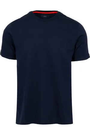 FAY Homme, Tops, Bleu, Taille: M Bleu Coton Col Rond Manches Courtes