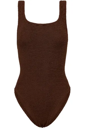 Hunza G Femme, Maillots de bain, Brun, Taille: ONE Size Maillot de bain marron métallique à encolure carrée