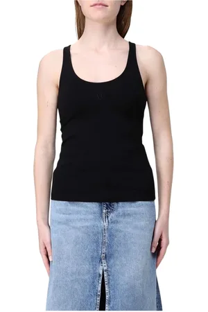 Armani Exchange Femme, Tops, Noir, Taille: 36 FR Débardeur Blanc Côtelé