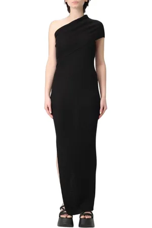 Rick Owens Femme, Robes, Noir, Taille: 42 FR Robe Maxi en Tricot Côtelé