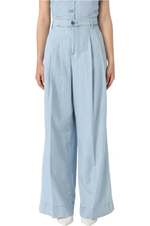 Liu Jo Femme, Jeans, Bleu, Taille: 40 FR Pinstripe Wide Leg Jeans