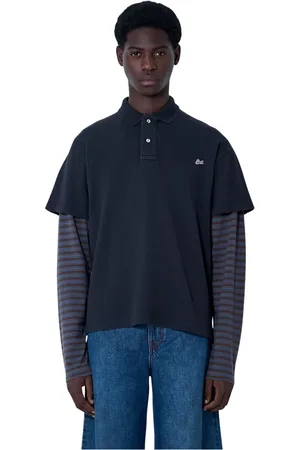 ERL Homme, Tops, Noir, Taille: M Polo à Rayures à Manches Doubles
