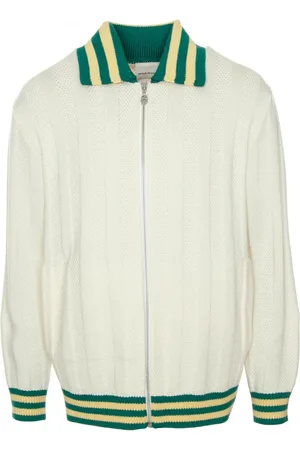 Drôle de Monsieur Homme, Vestes, Blanc, Taille: XL Cardigan Rayé à Côtes Sportif