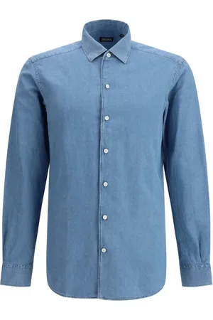 Ermenegildo Zegna Homme, Chemises, Bleu, Taille: M Chemise Denim Classique avec Fermeture Boutonnée