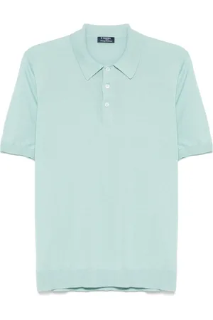 BARBA Homme, Tops, Bleu, Taille: L Polo en Soie 100% Fabriqué en Italie