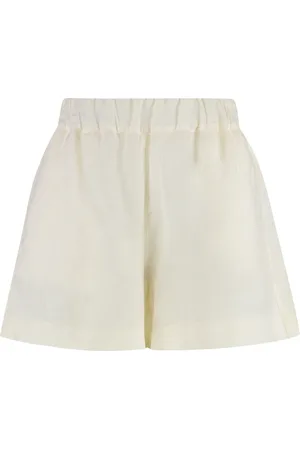 120% Lino Femme, Shorts, Blanc, Taille: 36 FR Shorts en lin avec poche arrière