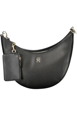 Tommy Hilfiger Femme, Sacs, Noir, Taille: ONE Size Sac à Main en Cuir Noir Demi-Lune