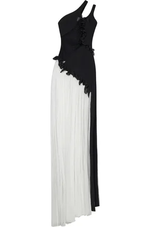Nensi Dojaka Femme, Robes, Noir, Taille: 40 FR Robe Noire Asymétrique avec Panneaux en Tulle