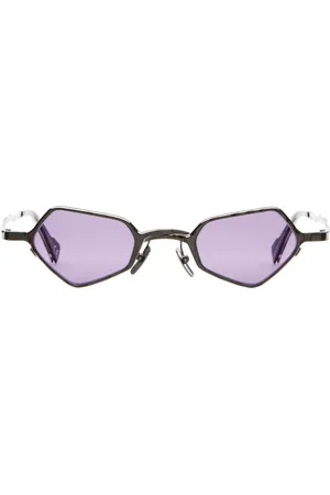 KUBORAUM Femme, Accessoires, Gris, Taille: ONE Size Lunettes de Soleil Géométriques en Gunmetal avec Verre Violet