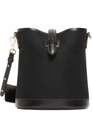 Max Mara Femme, Sacs, Noir, Taille: ONE Size Sac Seau en Toile avec Détails en Cuir