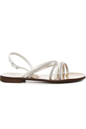 V°73 Femme, Chaussures, Blanc, Taille: 36 EU Sandales à Bout Ouvert avec Bride Réglable Argent