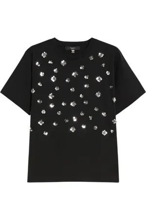 Max Mara Femme, Tops, Noir, Taille: 44 FR T-shirt Cabina noir avec applications frontales