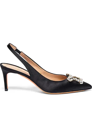 santoni Femme, Chaussures, Noir, Taille: 37 1/2 EU Escarpin à talon moyen en satin pour femmes Sibille