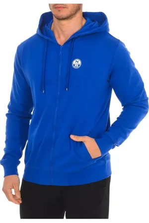 North Sails Homme, Sweatshirts et sweats à capuche, Bleu, Taille: M Sweat à capuche avec fermeture éclair et impression de marque