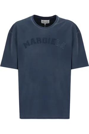 Maison Margiela Homme, Tops, Bleu, Taille: L T-shirt en Coton Bleu avec Logo