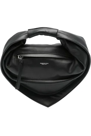 Federico Cina Femme, Sacs, Noir, Taille: ONE Size Sac à main en cuir noir Midi Tortellino
