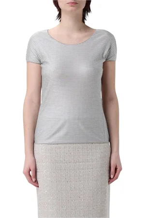 Emporio Armani Femme, Tops, Gris, Taille: 40 FR Haut Rayé en Gris