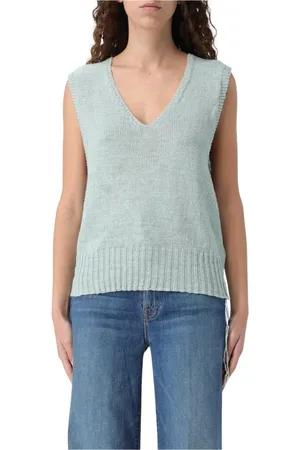 Maison Margiela Femme, Pulls, Vert, Taille: 42 FR Gilet vert sans manches à col en V