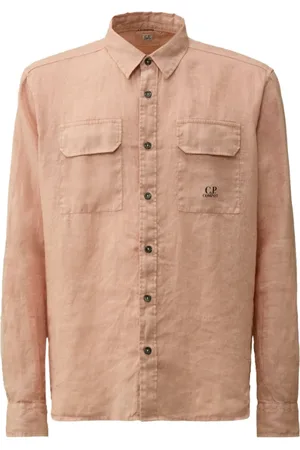 C.P. Company Homme, Chemises, Rose, Taille: XL Misty Rose Chemise en Lin Manches Longues