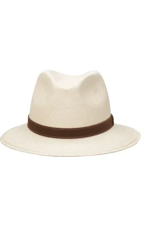 Borsalino Homme, Accessoires, , Taille: 59 CM Chapeaux de Paille Panama avec Bandeau Contrastant