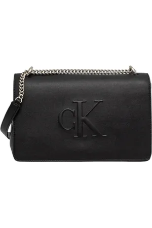 Calvin Klein Femme, Sacs, Noir, Taille: ONE Size Élégant sac bandoulière avec rabat et chaîne