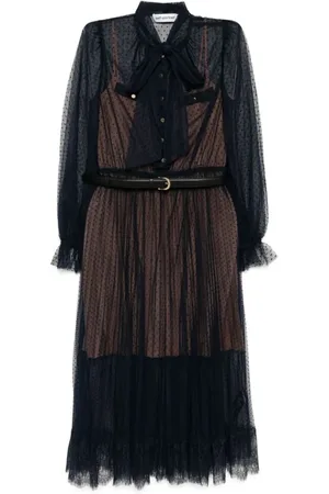 Self-Portrait Femme, Robes, Multicolore, Taille: 36 FR Robe Midi en Maille à Pois Bleu Marine