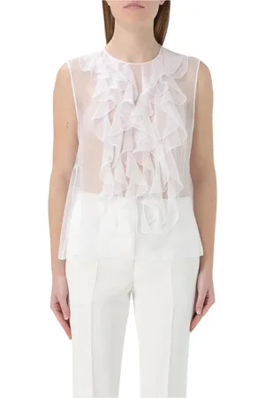 Alberta Ferretti Femme, Tops, Blanc, Taille: 38 FR Elegant Pink Silk Blouse