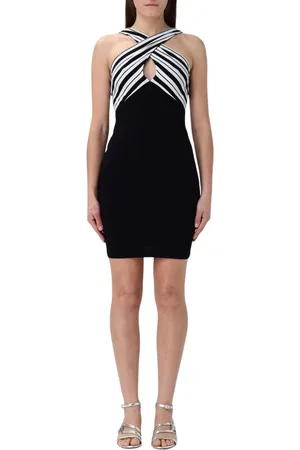 Patrizia Pepe Femme, Robes, Noir, Taille: 40 FR Robe Mini Blanche à Col Halter