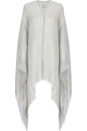 PESERICO SIGN Femme, Vestes, Gris, Taille: ONE Size Cape en lin gris avec détails lurex