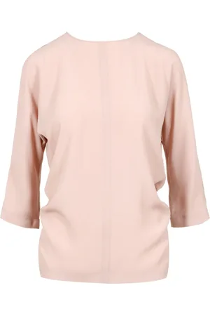 Nº21 Femme, Blouses et Chemises, Rose, Taille: 46 FR Chemise en Coton Col Rond Manches Trois-Quarts