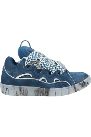 Lanvin Homme, Chaussures, Bleu, Taille: 44 EU Baskets Curb en cuir avec détails réfléchissants