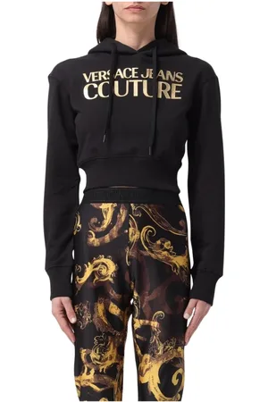 VERSACE Femme, Sweatshirts et sweats à capuche, Noir, Taille: 36 FR Sweat à Capuche Court Noir