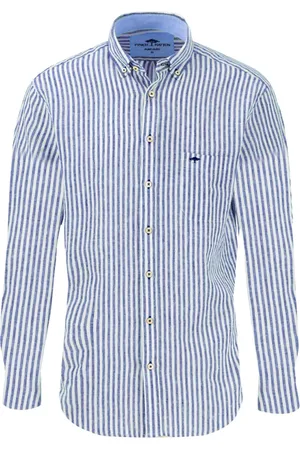 Fynch-Hatton Homme, Chemises, Bleu, Taille: M Rayures en Lin Chemise