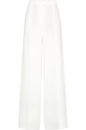 Brunello Cucinelli Femme, Pantalons, Blanc, Taille: 36 FR Pantalon Blanc avec Fermeture à Bouton Avant