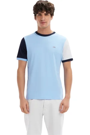 Eden Park Homme, Tops, Multicolore, Taille: 3XL T-shirt colorblock en coton ciel broderie 10 coupe droite