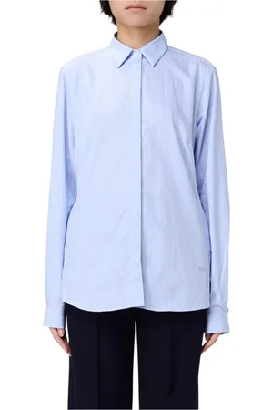 FAY Femme, Blouses et Chemises, Bleu, Taille: 38 FR Chemise en Coton à Rayures Bleues